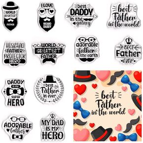 Hying Happy Father's Day Words Clear Stamps for Card Making, Father Daddy Letters Rubber Stamps Holiday Blessing Words Transparent Stamp Seal for Crafting DIY Scrapbooking Photo Album Decorations