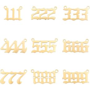 UNICRAFTALE 2 Colors Number 1~9 Pendants Stainless Steel Linking Charms Lucky Number Sports Charm Angel Number Necklace 999 Pendants Numerology Jewelry Birthday Gift11.5~12mm Long