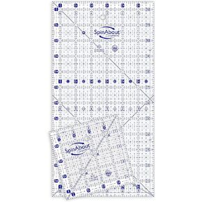SpinAbout بواسطة QuiltCut USA Made Non-Slip Quilting Ruler - مجموعة إضافية مقاس 6½ بوصة × 12½ بوصة in Kuwait