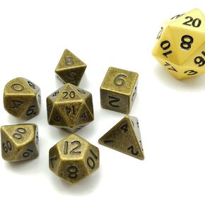 Bescon 10MM Mini Solid Metal Dice Set Old Nickle, Ancient Mini Metallic Polyhedral D&D RPG Miniature Dice 7-Sets