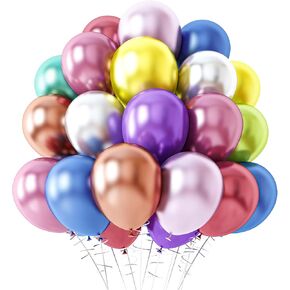 RUBFAC 150pcs 12inch Metallic Balloons 10 Assorted Colors Latex Balloons for Birthday Party Decoration and Arch Decoration Wedding Birthday Baby Shower Christmas Party in Kuwait