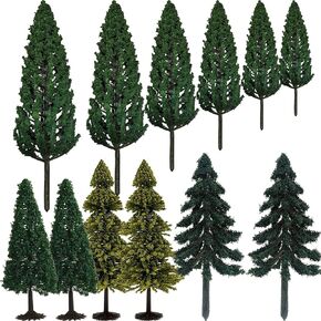 Model Miniature Forest Plastic Toy Trees Bushes Rainforest Diorama Supplies Mini Plant Crafts Train Scenery Pine Cedar Firs Conifers 12