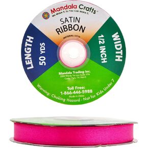 Mandala Crafts Hot Pink 3 Inch Satin Ribbon for Crafts, 25 Yards in Saudi Arabia