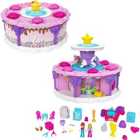 Polly Pocket 2-In-1 Playset, Unicorn Toy with 2 Micro Dolls and 25 Surprise Accessories, Birthday Cake Countdown in Saudi Arabia
