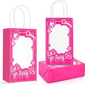 12PCS Pink Girls Party Favor Bag Pink Doll Gift Bag Hot Pink Bachelorette Birthday Party Decoration Goodie Bag Candy Boxes for Girls Birthday Party Princess Theme Party Bridal Shower Supplies in Kuwait