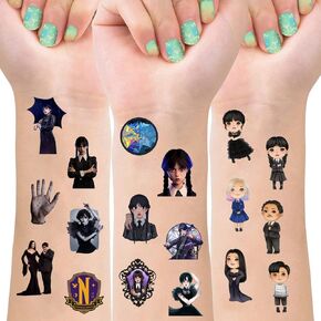 8 Sheets Wednesday Addams Temporary Tattoos for Kids, Movie Themed Birthday Party Supplies Party Favors for Kids Party Decorations in Kuwait