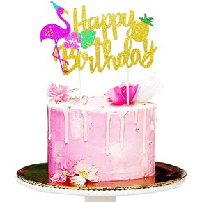 كعكة عيد ميلاد لامعة فلامنغو سعيد عيد ميلاد الأناناس كيك بيك عيد ميلاد ديكور لمستلزمات حفلات لواو تروبيكال تيكي in Kuwait