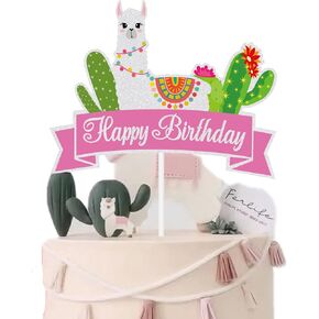 زينة كعكة عيد ميلاد سعيد لاما كاكتوس، بتصميم احتفالات مكسيكية لحفلات استقبال المولود والتاكو وأعياد الميلاد والهدايا in Kuwait