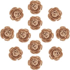 DECORA 12 Pieces Handmade Burlap Rose Flowers for Wedding Decoration DIY Craft Making in Kuwait