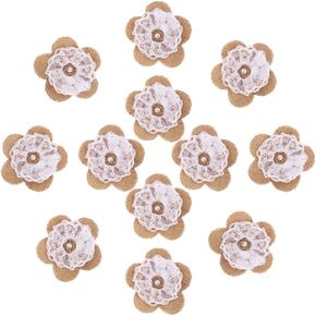 DECORA 12 Pieces Handmade Burlap Rose Flowers for Wedding Decoration DIY Craft Making