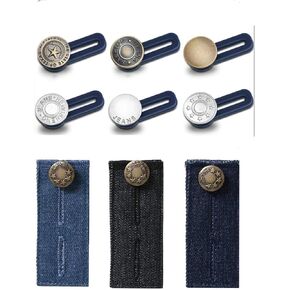 9PCS Waistband Extenders Jeans Button Extender Elastic Rubber Metal Button Button Waist Extender, Pants Waist Extender for Women Men Jeans Skirts Trousers in Kuwait
