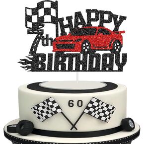 هلاواوا زينة كعكة عيد الميلاد السابع بتصميم سيارة سباق - زينة كعكة عيد الميلاد بطابع سيارة للاولاد والبنات بعمر 7 سنوات - لوازم تزيين حفلات اعياد ميلاد الاطفال in Kuwait