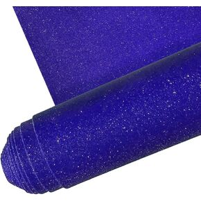 11.8"x53" Blue Superfine Glitter Faux Leather Fabric for Crafts, Shiny Solid Color PU Synthetic Leather DIY Bows Jewelry Handmade Accessories