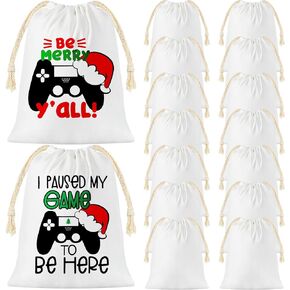 Sublimation Blank Drawstring Bags Candy Gift Bags 4x6'' Small Muslin Goodie Pouches Reusable Treat Sachet Sack for Halloween Winter Kids Birthday Party Favors DIY Craft Supplies (100 Pieces)