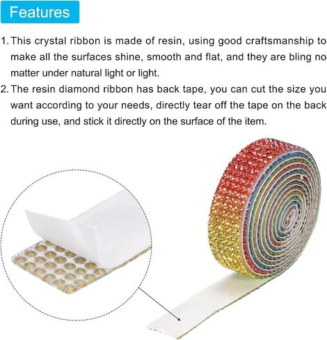 MECCANIXITY 3 Roll 3 Yard 12mm Self Adhesive Crystal Rhinestone Diamond Ribbon for Arts & Crafts Project, Wedding Cakes, Birthday Decorations Red,Green,Blue,Yellow in Saudi Arabia
