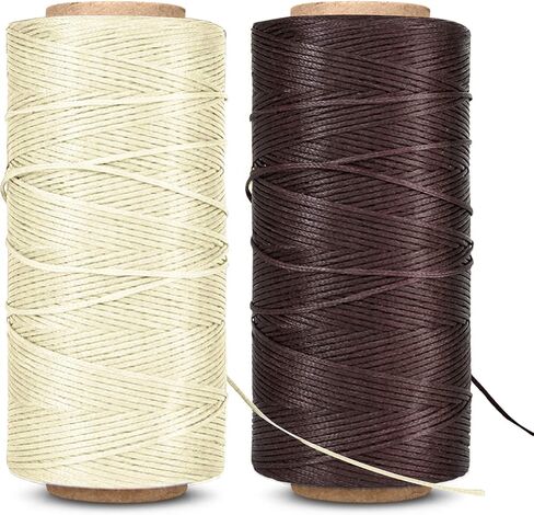 Waxed Thread, Wax String, Coated Cord Heavy Duty Polyester 284Yard 1mm 150D for Bracelets, Leather Craft Stitching Sewing, Book Binding, DIY Handcraft (Black+Beige) in Saudi Arabia