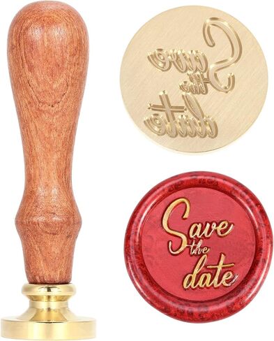 Yoption Save The Date Wax Seal Stamp, Vintage Sealing Wax Stamp Brass Head and Wooden Hilt for Wedding Christmas Party Invitations Envelopes Gift Wrap in Kuwait
