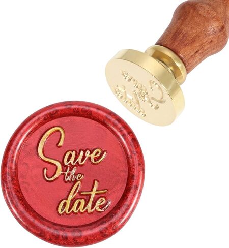 Yoption Save The Date Wax Seal Stamp, Vintage Sealing Wax Stamp Brass Head and Wooden Hilt for Wedding Christmas Party Invitations Envelopes Gift Wrap in Kuwait