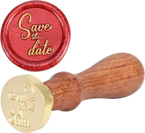 Yoption Save The Date Wax Seal Stamp, Vintage Sealing Wax Stamp Brass Head and Wooden Hilt for Wedding Christmas Party Invitations Envelopes Gift Wrap in Kuwait