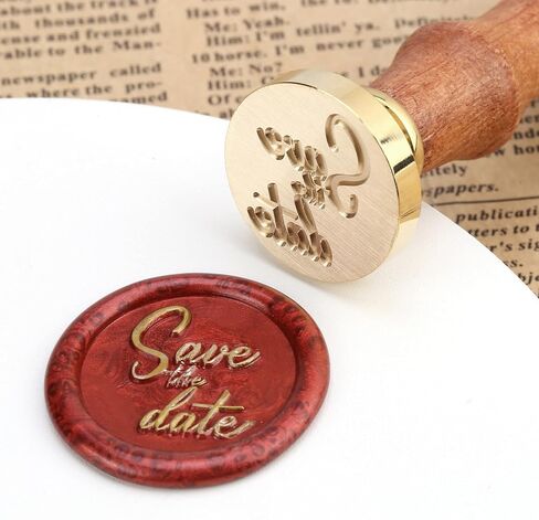 Yoption Save The Date Wax Seal Stamp, Vintage Sealing Wax Stamp Brass Head and Wooden Hilt for Wedding Christmas Party Invitations Envelopes Gift Wrap in Kuwait