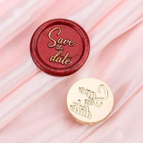 Yoption Save The Date Wax Seal Stamp, Vintage Sealing Wax Stamp Brass Head and Wooden Hilt for Wedding Christmas Party Invitations Envelopes Gift Wrap in Kuwait