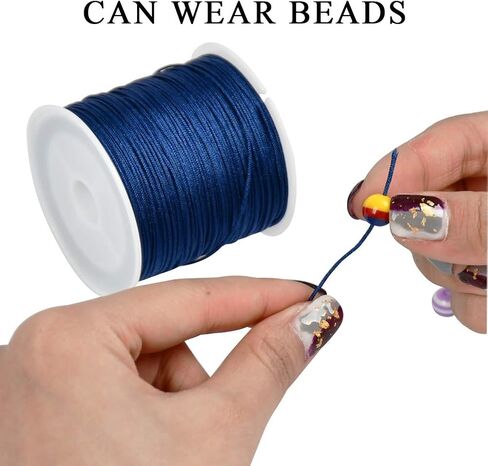 حبل خرز من النايلون من BUYGOO 15 لونًا 0.8 مم مطرز بخيط صيني من النايلون من نسيج شامبالا ماكريم، خيط خرز لصناعة السوار (735 مترًا إجماليًا) in Kuwait