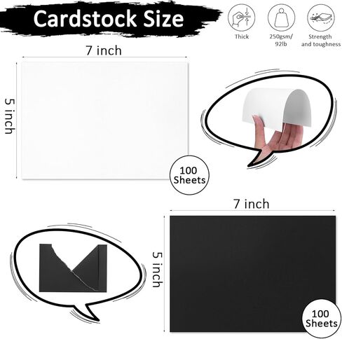 200 حزمة من ورق البطاقات مقاس 5 × 7، ورق بطاقات بوزن 250 جرامًا للمتر المربع/92 رطلًا، ورق طابعة بطاقات سميك باللونين الأبيض والأسود، ورق بطاقات ثقيل فارغ للدعوات، وصنع بطاقات التهنئة، والبطاقات البريدية، والصور in Kuwait