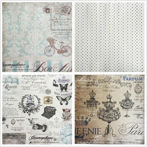 DESEACO Scrapbook Paper Book Vintage Pad for Classic Origami, DIY Cards, Photo Frame Album, Handmade Decorative Die Cuts Background, Multi-Color, 12"x12", Blue and Gray in Kuwait