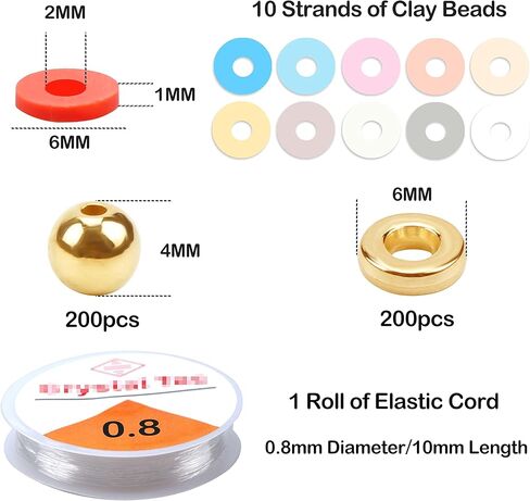 3840 قطعة 9 جدائل من خرز هيشي كلاي بوليمر كلاي مع خرز فاصل ذهبي لصنع المجوهرات بنفسك، مستلزمات صناعة الأساور والقلادات in Kuwait