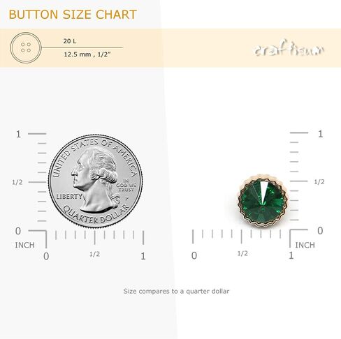 ازرار خياطة من حجر الراين الاخضر للزينة من كرافتسوم، 50 قطعة - 12.5 ملم، 1/2 انش in Saudi Arabia