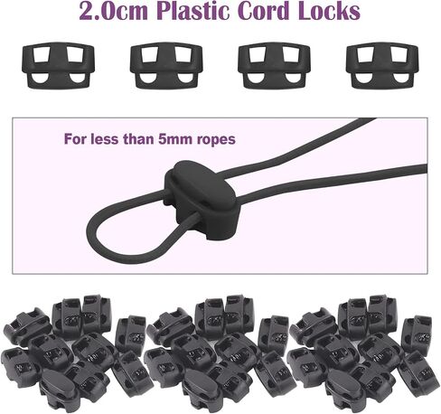 Swpeet 105Pcs Long Single Hole Plastic Cord Locks for Spring Toggles Stoppers and 11 Yards Elastic Cord for Drawstrings Non-Slip Cord Stopper Adjustable Buckler for Suppliers Shoelaces Clothing in Kuwait