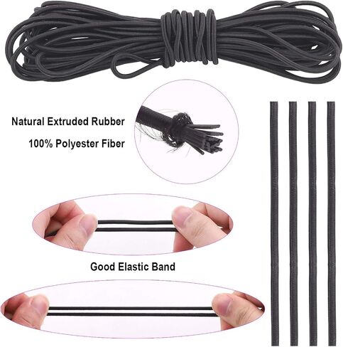 Swpeet 105Pcs Long Single Hole Plastic Cord Locks for Spring Toggles Stoppers and 11 Yards Elastic Cord for Drawstrings Non-Slip Cord Stopper Adjustable Buckler for Suppliers Shoelaces Clothing in Kuwait