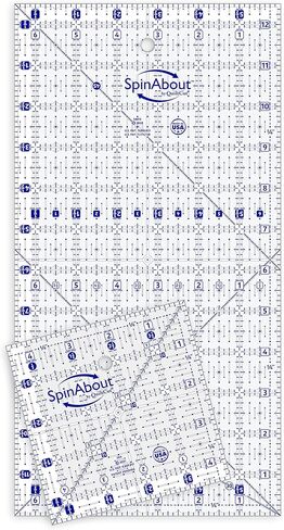 SpinAbout بواسطة QuiltCut USA Made Non-Slip Quilting Ruler - مجموعة إضافية مقاس 6½ بوصة × 12½ بوصة in Kuwait