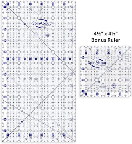 SpinAbout بواسطة QuiltCut USA Made Non-Slip Quilting Ruler - مجموعة إضافية مقاس 6½ بوصة × 12½ بوصة in Kuwait