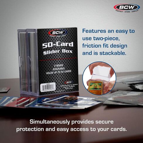 BCW 2-Piece 50 Card Slider Box - 5 ct | Premium Trading Card Storage | Sturdy, Stackable, Crystal-Clear Design for Magic The Gathering, Yu-Gi-Oh, Football, Basketball, Baseball Cards in Saudi Arabia