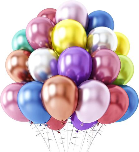 RUBFAC 150pcs Metallic Balloons 12inch 10 Assorted Colors Latex Balloons for Birthday Party Arch Decoration Wedding Birthday Baby Shower in Saudi Arabia