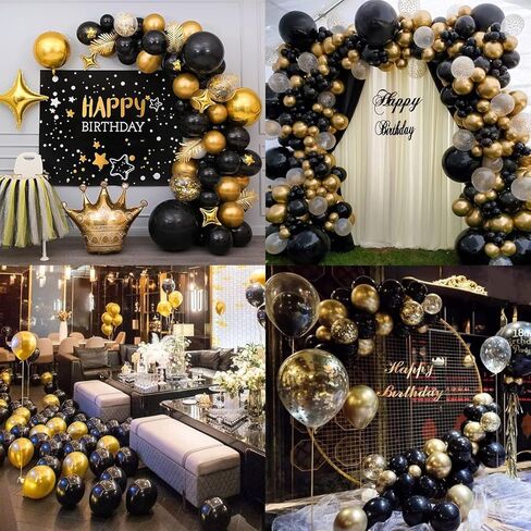 مجموعة قوس إكليل 2024 من Happy New Year، بالونات من رقائق الفويل 2024 باللونين الأسود والذهبي، لوازم حفلات رأس السنة الجديدة، لافتة سنة جديدة سعيدة 2024 لديكور حفلات رأس السنة الجديدة. in Kuwait