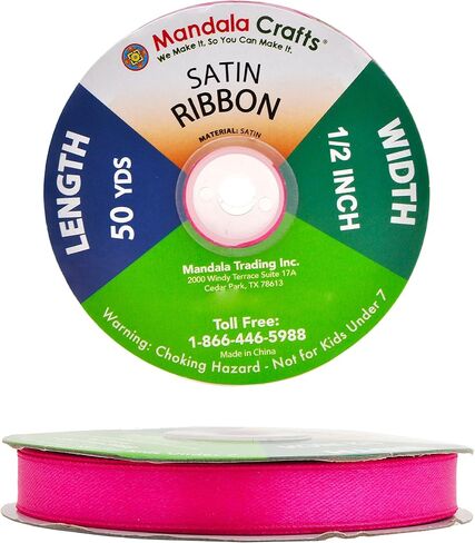 Mandala Crafts Hot Pink 3 Inch Satin Ribbon for Crafts, 25 Yards in Saudi Arabia