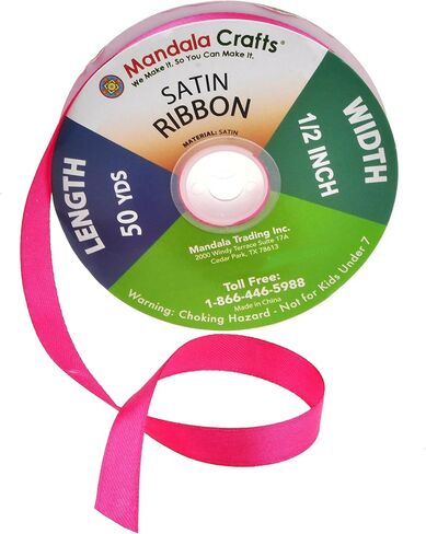 Mandala Crafts Hot Pink 3 Inch Satin Ribbon for Crafts, 25 Yards in Saudi Arabia