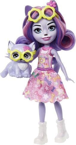 Enchantimals Small Doll & Accessories, City Tails Hadley Husky Doll & Sledder Dog Figure, Removable Skirt in Kuwait