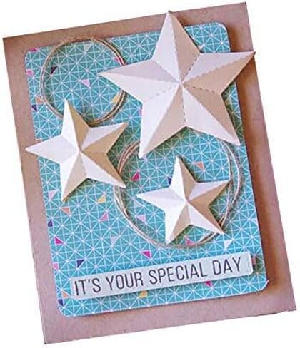 مجموعة قوالب تقطيع معدنية ثلاثية الابعاد بتصميم خمس نجوم من الستيل الكربوني، قوالب استنسل منقوشة للحرف اليدوية، قالب تثقيب يدوي للالبوم والصور والورق والبطاقات والمغلفات والهدايا in Kuwait