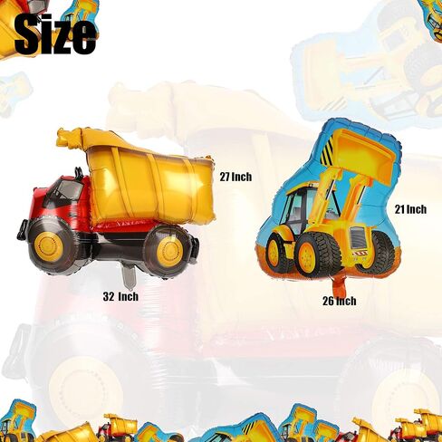 2 قطعة من شاحنة البناء تحت عنوان البلدوزر شاحنة قلابة رقائق مايلر بالون عيد الميلاد لوازم ديكور حفلة in Kuwait