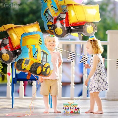 2 قطعة من شاحنة البناء تحت عنوان البلدوزر شاحنة قلابة رقائق مايلر بالون عيد الميلاد لوازم ديكور حفلة in Kuwait