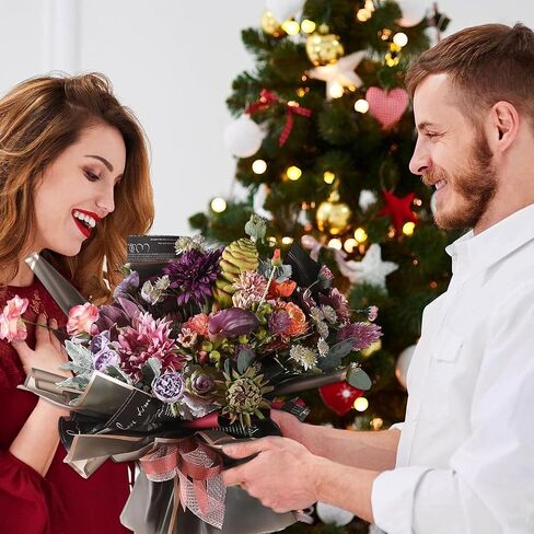 ورق تغليف زهور عيد الحب، 40 ورقة من ورق تغليف الزهور باللون الأزرق الملكي، غلاف ورق الباقة، باقة ورق تغليف الزهور مع شريطين لف لعيد الأم وحفلات الزفاف وعيد الميلاد وديكور DIY in Kuwait