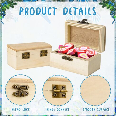 12 عبوة من صندوق خشبي غير مكتمل، وصناديق خشبية للحرف اليدوية مع 10 قطع من فرش الطلاء، وغطاء مفصلي ومشبك قفل، و3 ورقات من ملصقات المجوهرات، وصندوق صندوق كنز صغير وأحجار كريمة حرفية in Kuwait