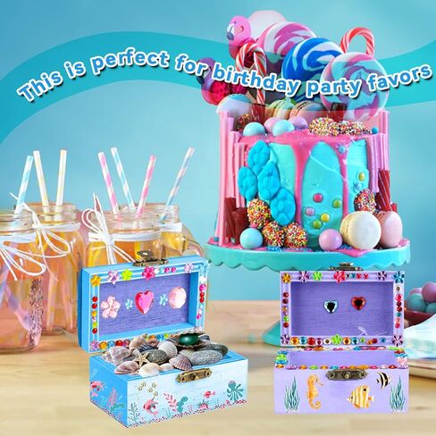 12 عبوة من صندوق خشبي غير مكتمل، وصناديق خشبية للحرف اليدوية مع 10 قطع من فرش الطلاء، وغطاء مفصلي ومشبك قفل، و3 ورقات من ملصقات المجوهرات، وصندوق صندوق كنز صغير وأحجار كريمة حرفية in Kuwait