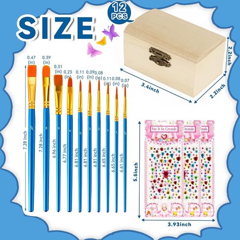 12 عبوة من صندوق خشبي غير مكتمل، وصناديق خشبية للحرف اليدوية مع 10 قطع من فرش الطلاء، وغطاء مفصلي ومشبك قفل، و3 ورقات من ملصقات المجوهرات، وصندوق صندوق كنز صغير وأحجار كريمة حرفية in Kuwait