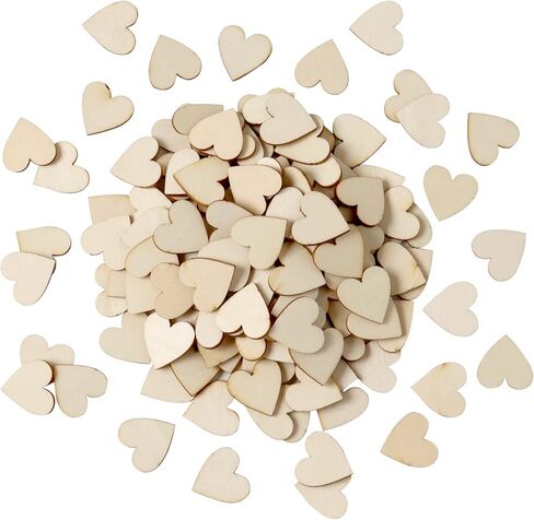 بوبوك 300 قطعة 1 بوصة خشب القلب القواطع غير منتهية شرائح خشبية على شكل قلب فارغة أقراص كتاب الضيوف علامة الخشب فارغة قطع الأعمال اليدوية لتزيين الزفاف عيد الميلاد لوازم DIY in Kuwait