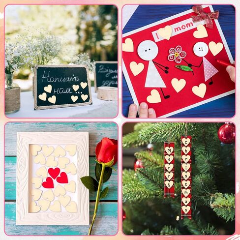 بوبوك 300 قطعة 1 بوصة خشب القلب القواطع غير منتهية شرائح خشبية على شكل قلب فارغة أقراص كتاب الضيوف علامة الخشب فارغة قطع الأعمال اليدوية لتزيين الزفاف عيد الميلاد لوازم DIY in Kuwait