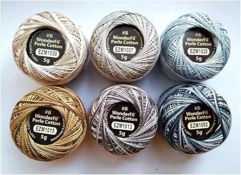 مجموعة العينات "لطيفة ومحايدة" من القطن الناعم مقاس 8 من WonderFil ايليجانزا - 6 ألوان، 42 ياردة لكل منها in Kuwait